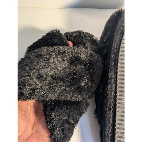 NORDSTROM BP Plush Faux Fur Open Toe Slippers Women's Large (9-10) - Picture 11 of 12